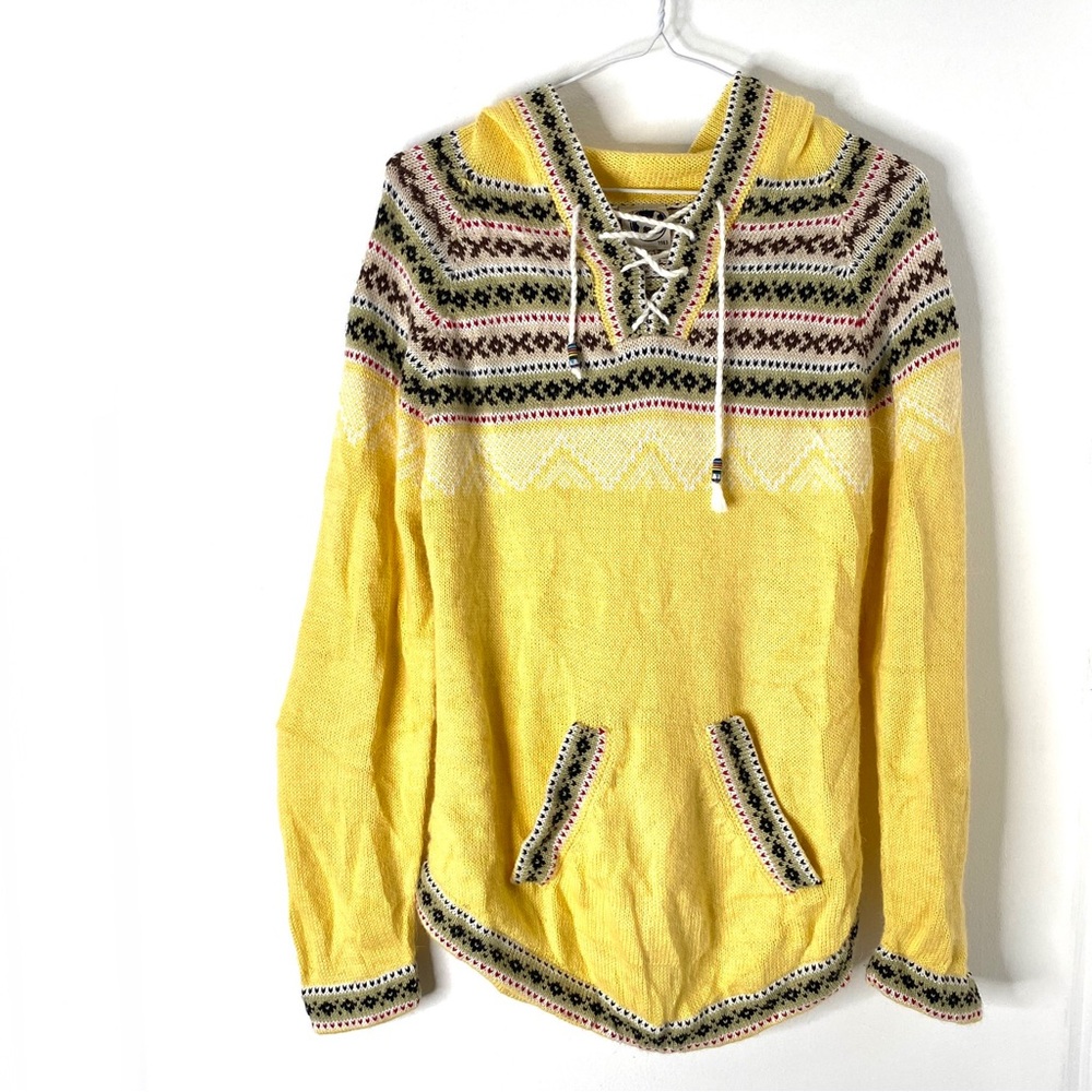 Yellow Artesania Inc Peruvian Alpaca Wool Hoody Sweatshirt Size Small